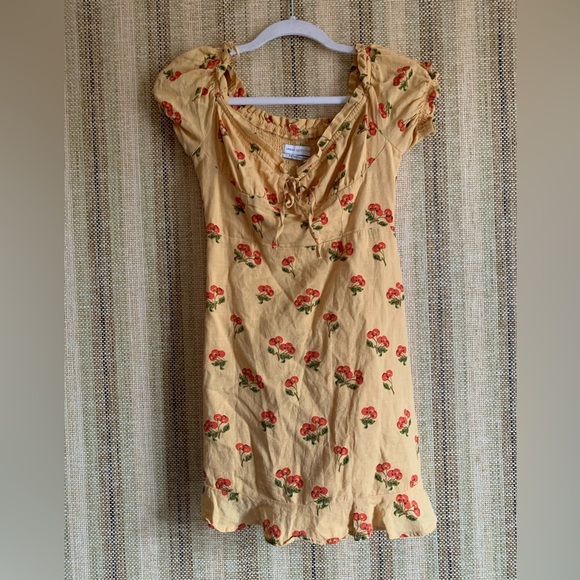Urban Outfitters Yellow Summer Dress Short Women Size Small Babydoll - Picture 1 of 3